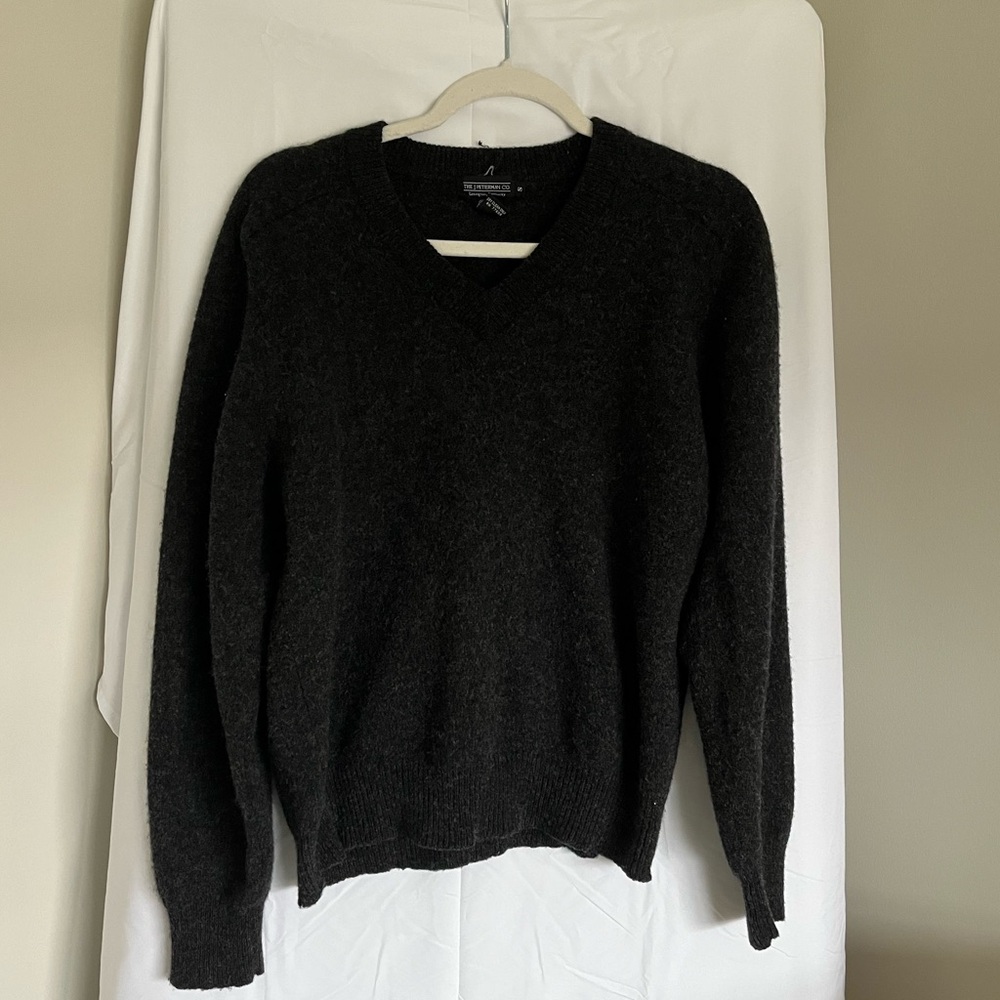 Charcoal Wool V-Neck Sweater